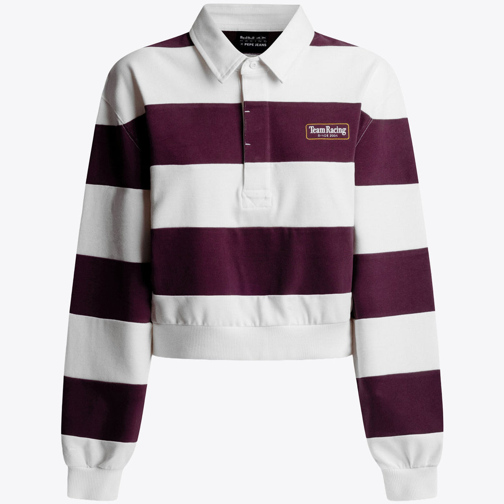 Oracle Red Bull Racing Pepe Jeans Racing Stipe Polo - Burgundy & White - Womens